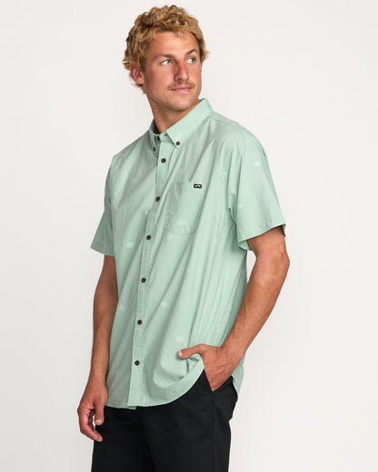 All Day Jacquard Short Sleeve Shirt - Seafoam