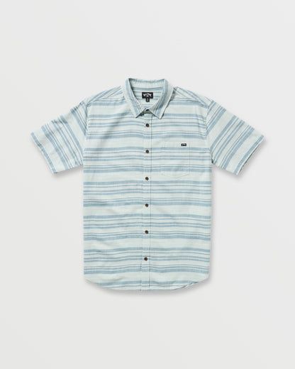 All Day Stripe Short Sleeve Shirt - Ash Blue