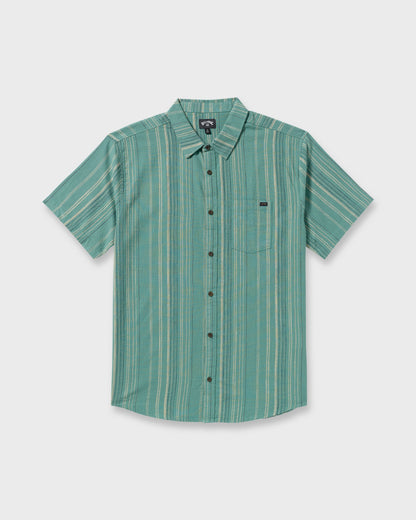 All Day Stripe Short Sleeve Shirt - Sage Green