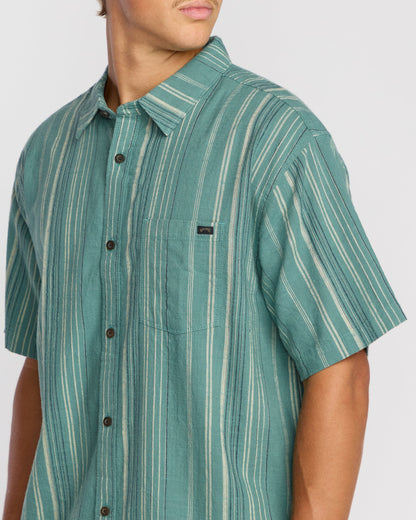 All Day Stripe Short Sleeve Shirt - Sage Green