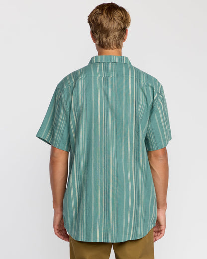 All Day Stripe Short Sleeve Shirt - Sage Green