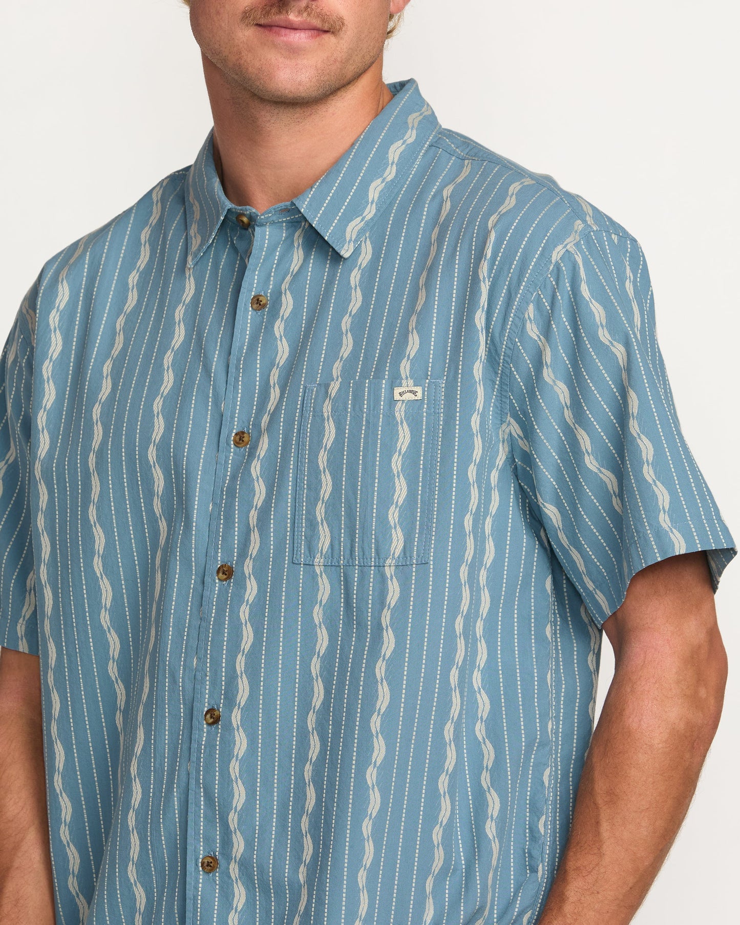 Sundays Jacquard Short Sleeve Shirt - Carolina Blue