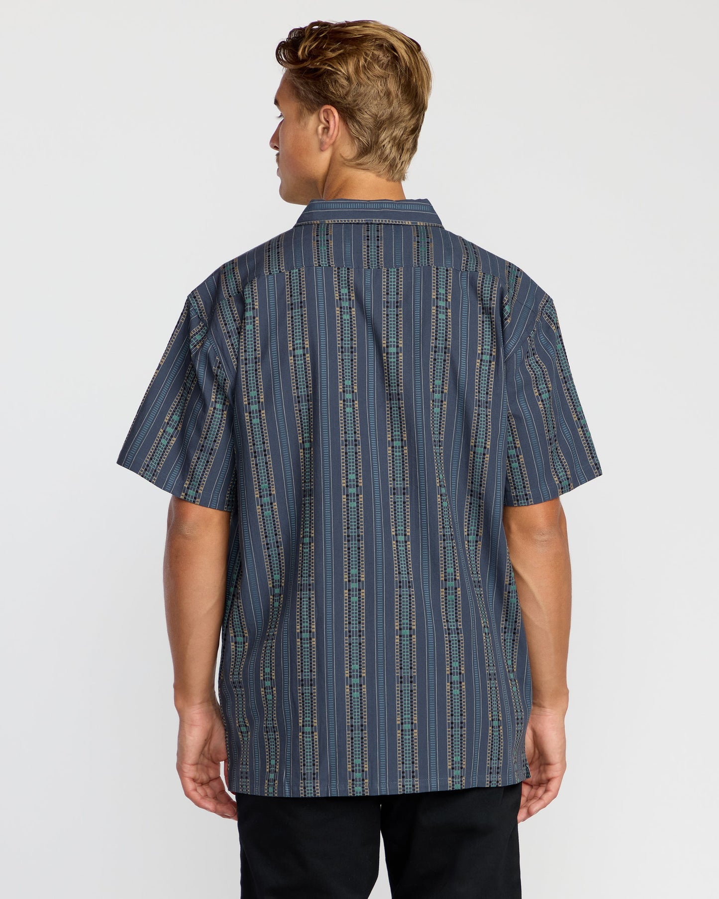 Sundays Jacquard Short Sleeve Shirt - Dark Navy