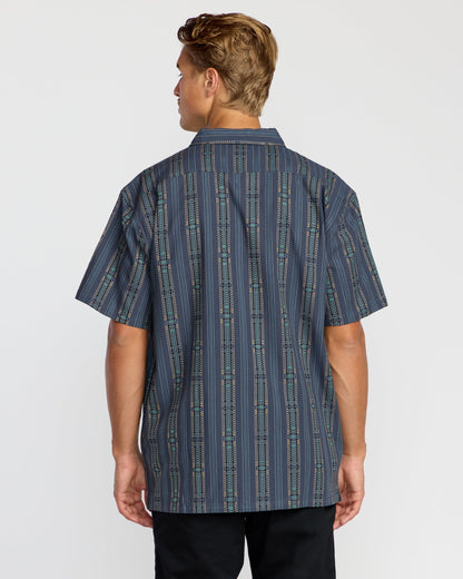 Sundays Jacquard Short Sleeve Shirt - Dark Navy