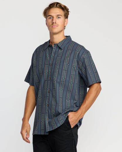 Sundays Jacquard Short Sleeve Shirt - Dark Navy