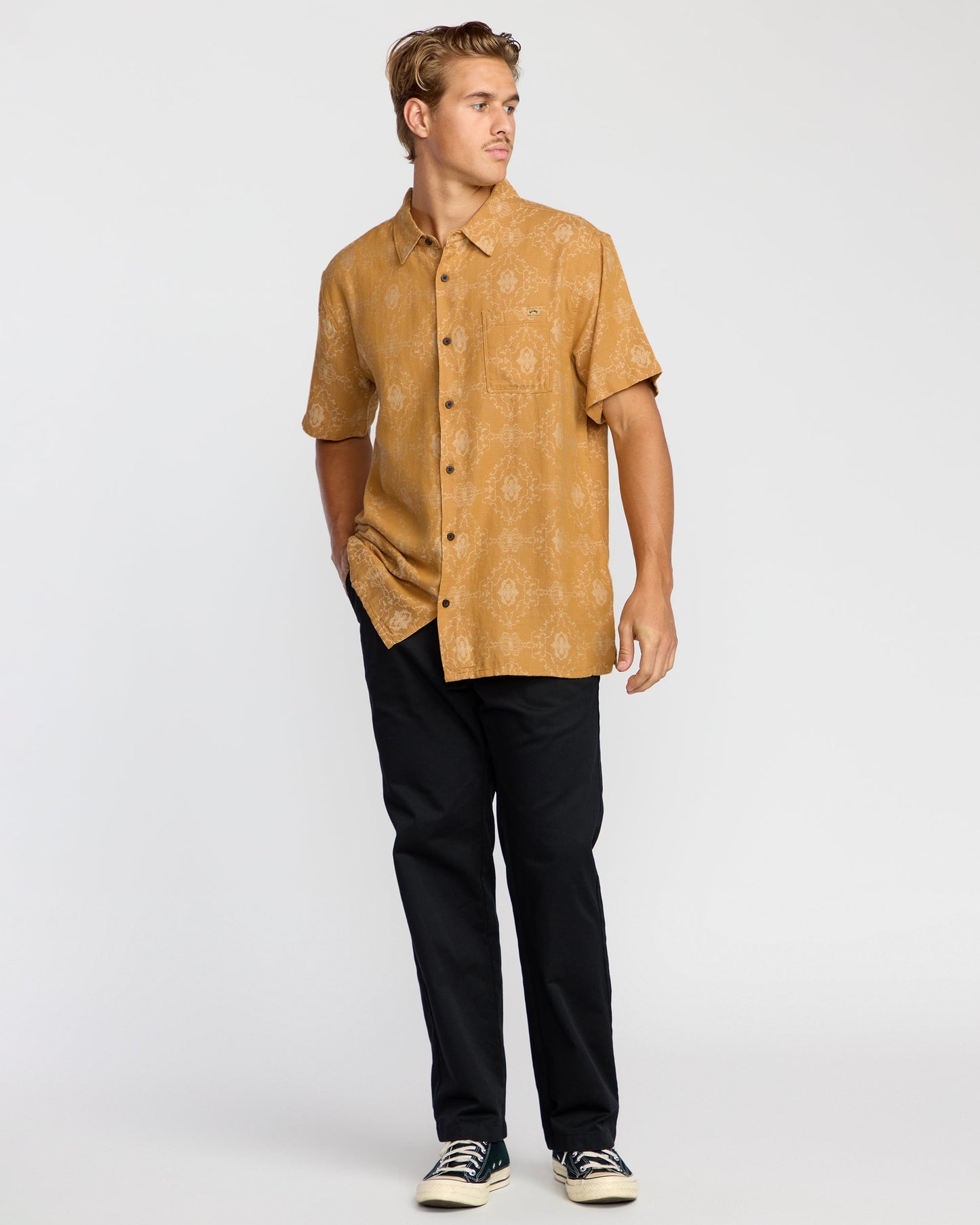 Sundays Jacquard Short Sleeve Shirt - Golden Haze