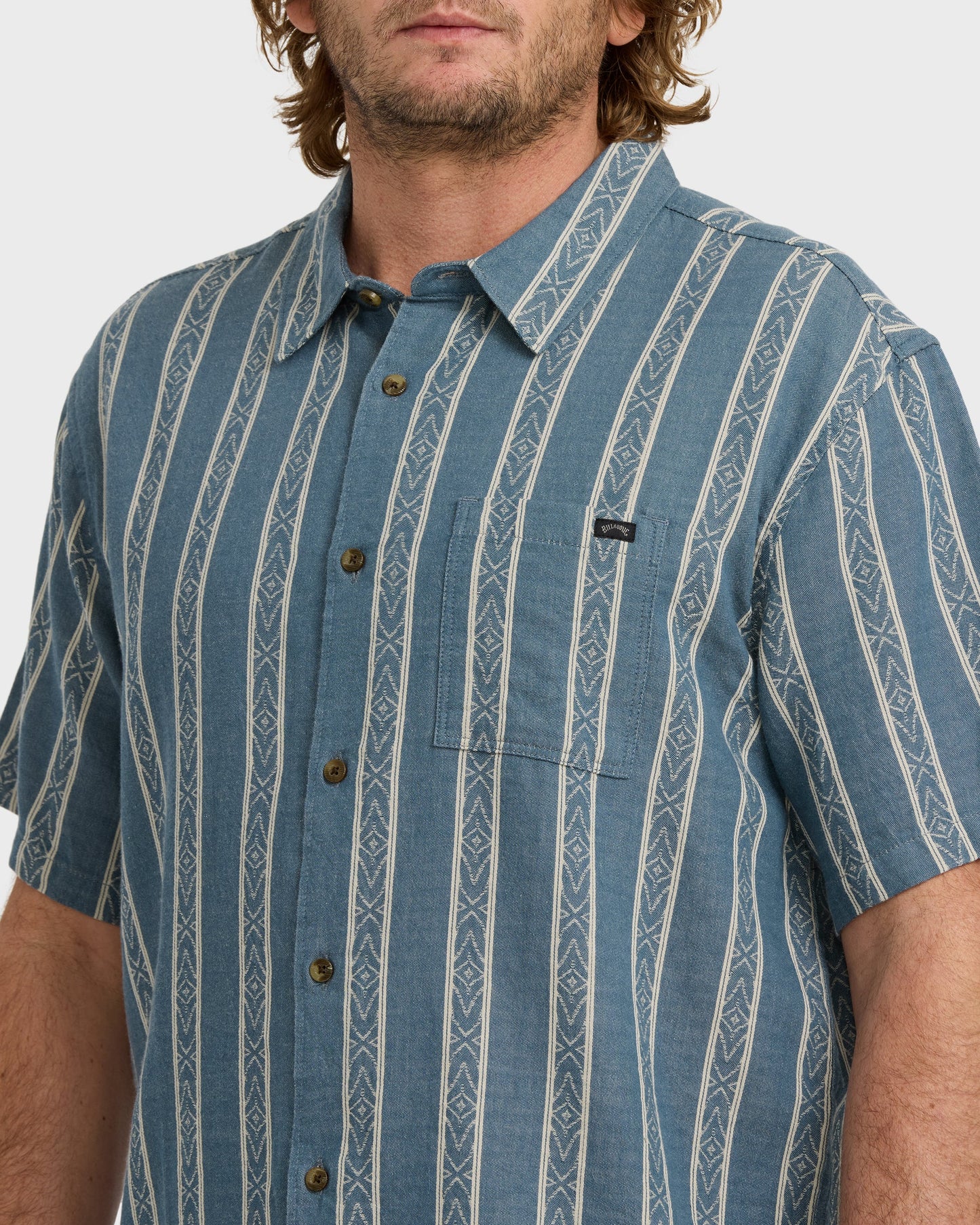Sundays Jacquard Short Sleeve Shirt - Real Teal