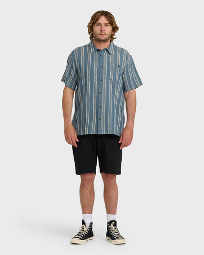 Sundays Jacquard Short Sleeve Shirt - Real Teal