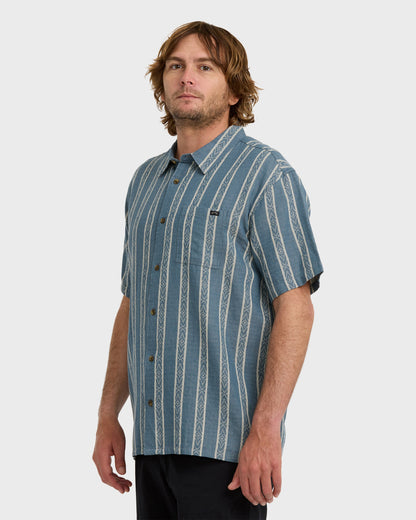 Sundays Jacquard Short Sleeve Shirt - Real Teal