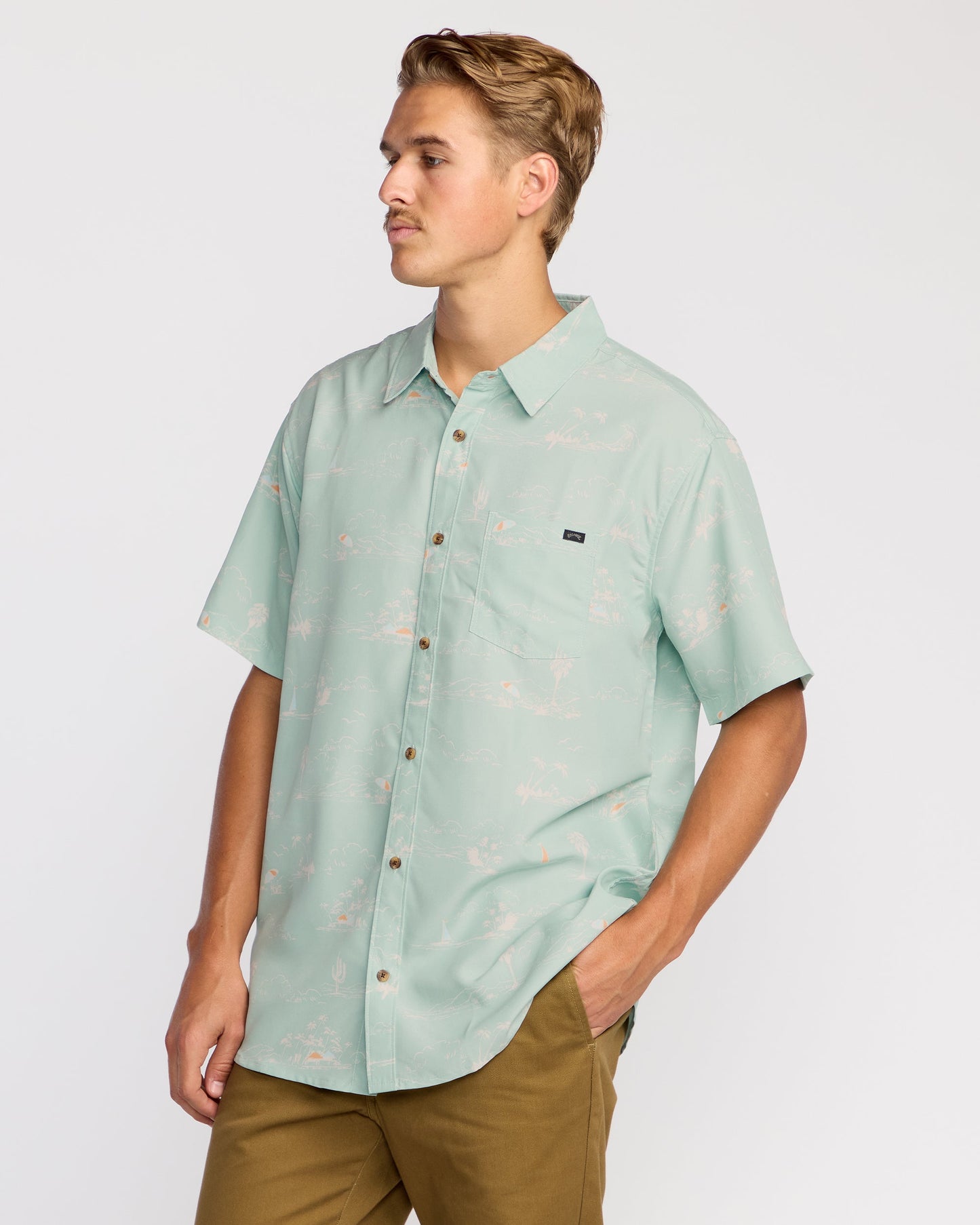 Sundays Lounge Short Sleeve Shirt - Green Ash