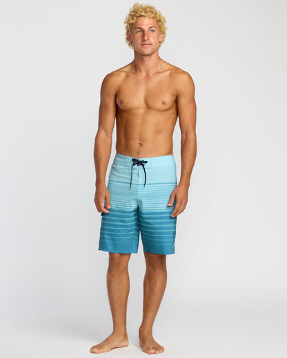 All Day Stripe Pro Performance 20" Boardshorts - Dusty Blue