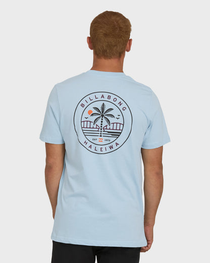 Haleiwa Badge Short Sleeve T-Shirt - Blue Mist