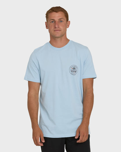 Haleiwa Badge Short Sleeve T-Shirt - Blue Mist