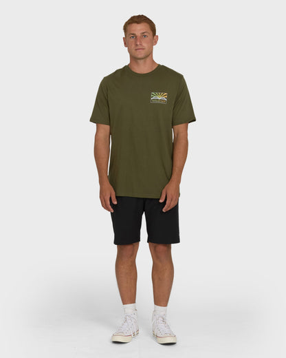 Haleiwa Rising Sun Short Sleeve T-Shirt - Army Green
