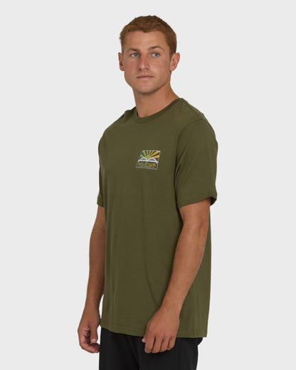 Haleiwa Rising Sun Short Sleeve T-Shirt - Army Green