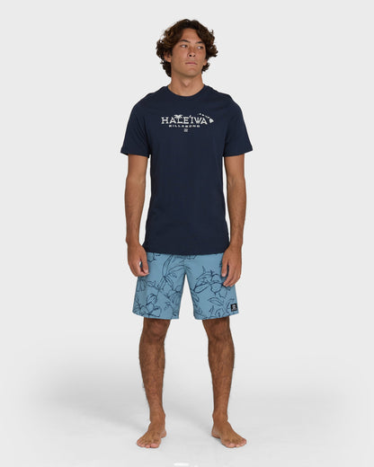 Haleiwa Palm Short Sleeve T-Shirt - Navy