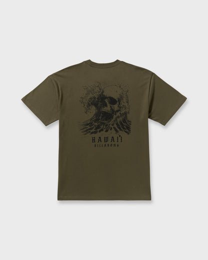 Skull Wave Hi Regular Short Sleeve T-Shirt - Military