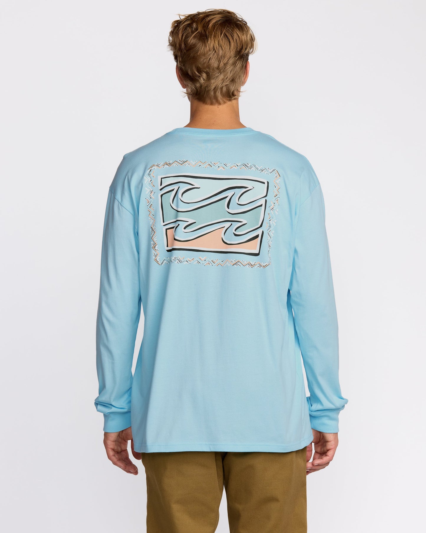 Crayon Wave Regular Long Sleeve T-Shirt - Coastal Blue