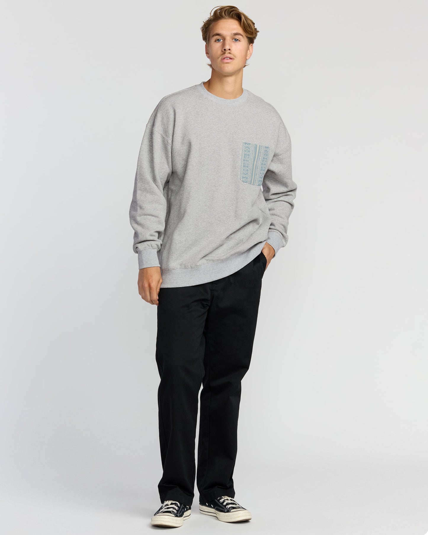 Austin Garage Crew Sweatshirt - Lt Grey Htr