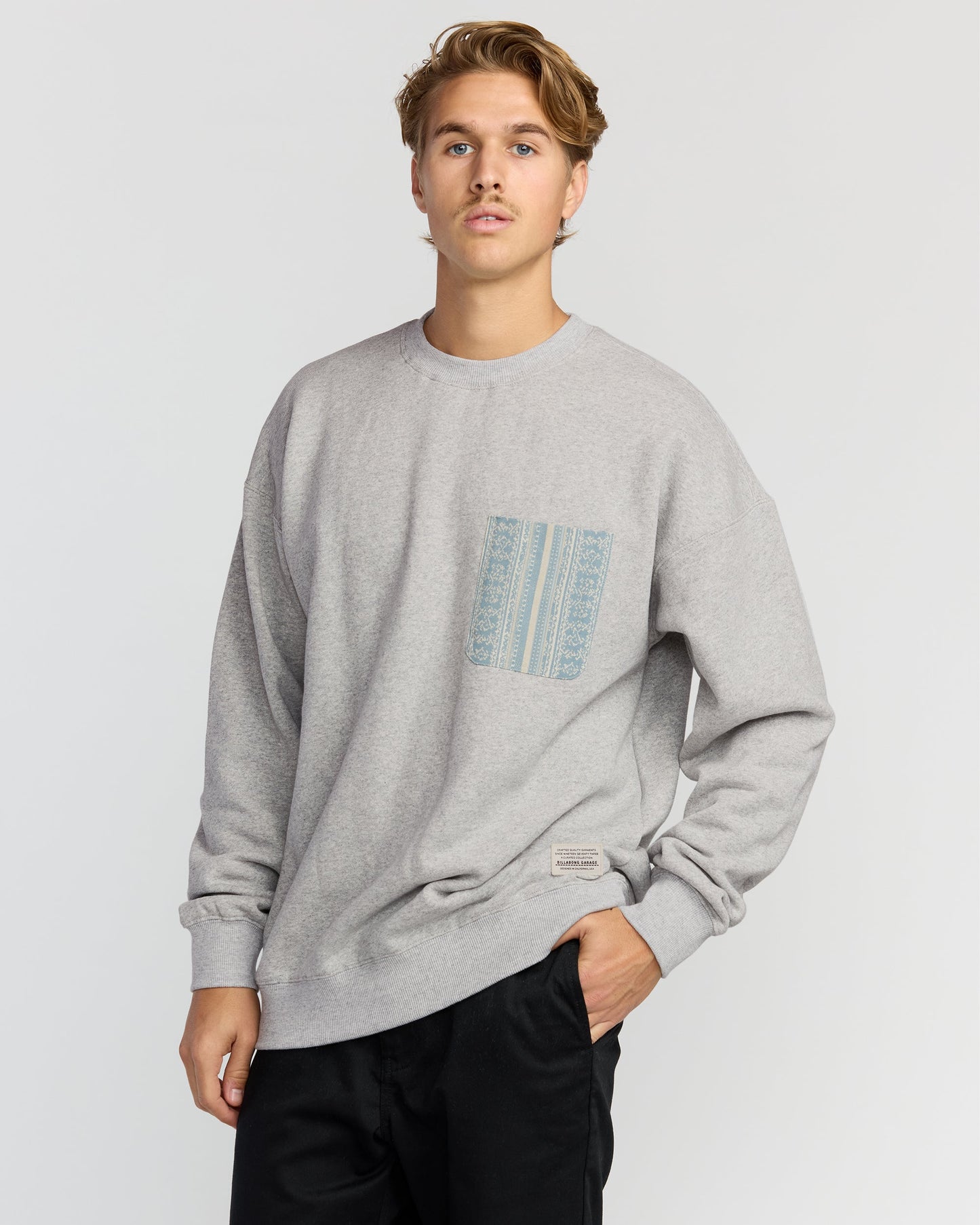 Austin Garage Crew Sweatshirt - Lt Grey Htr