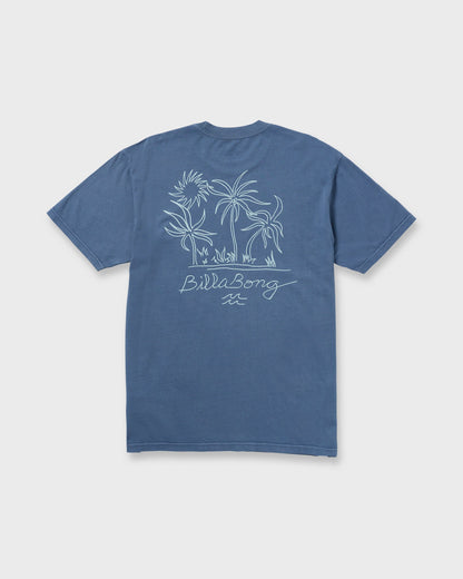 Palms In The Sun Premium Wave Wash Tee - Slate Blue