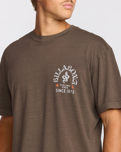 Coiled Premium Wave Wash Short Sleeve T-Shirt - Dark Brown