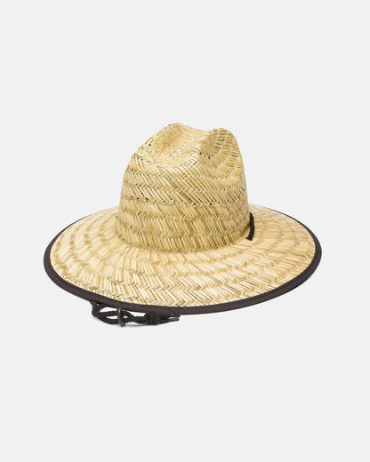 Tides Print Straw Hat - Black