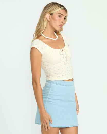 Mia Tie-Front Top - Whitecap