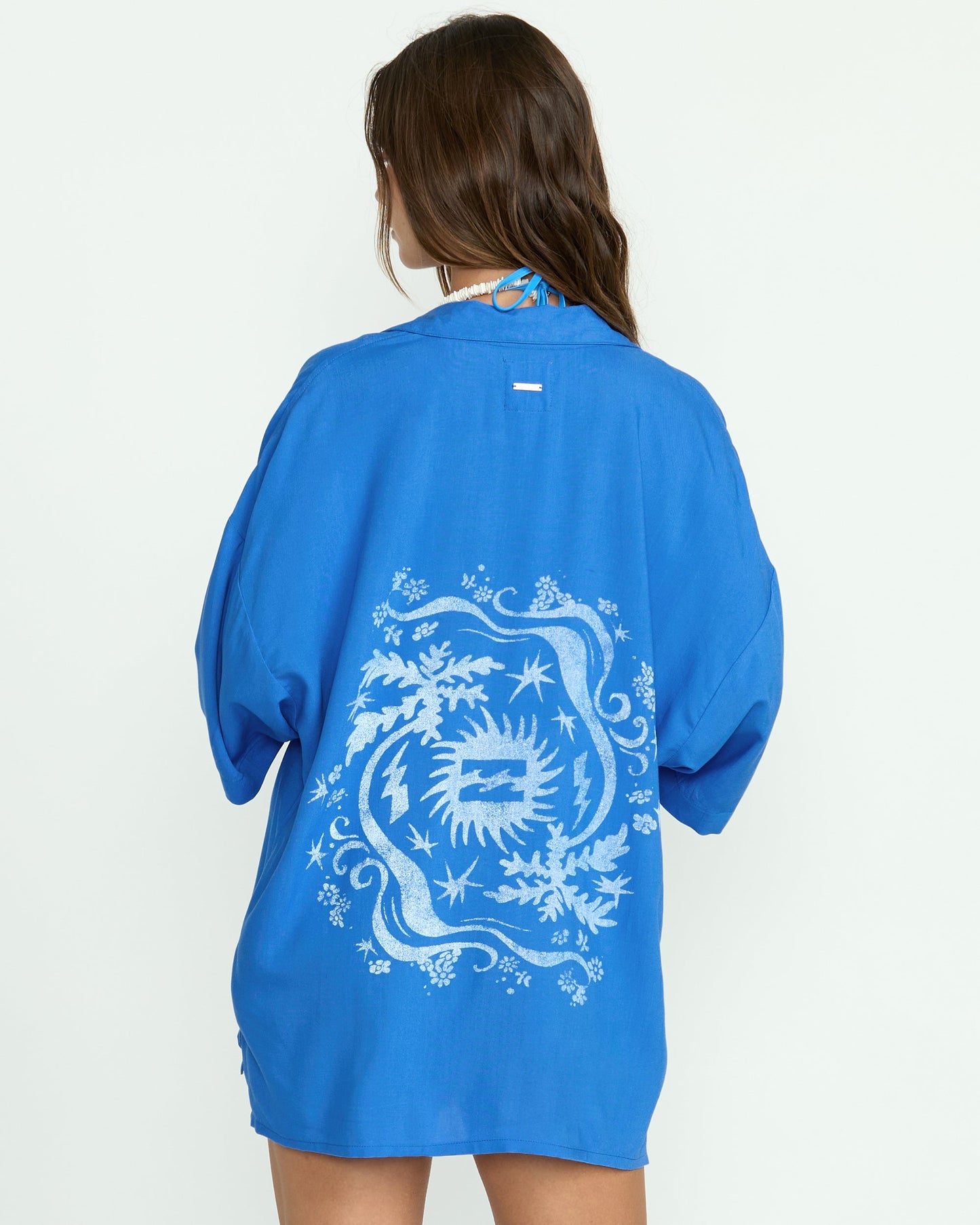 Beach Side Printed Short Sleeve Shirt - True Blue