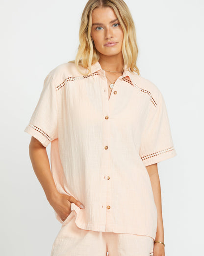 Summers End Short Sleeve Shirt - Soft Peach