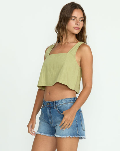 Open Skies Woven Tank - Avocado