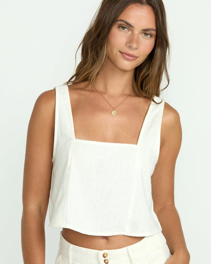 Open Skies Woven Tank - Salt Crystal