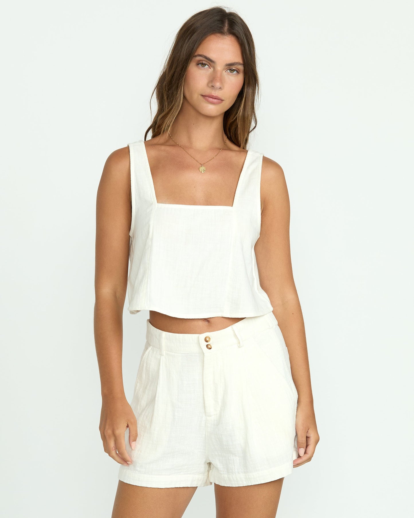 Open Skies Woven Tank - Salt Crystal