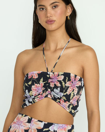 Summer Sunshine Crop Top - Black Multi