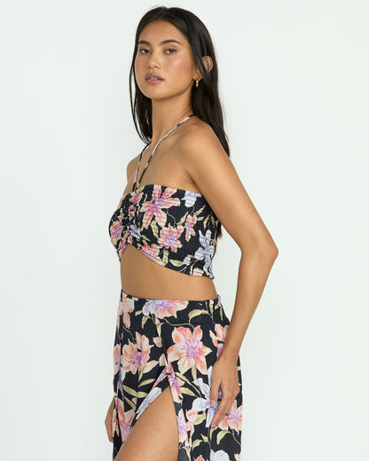 Summer Sunshine Crop Top - Black Multi