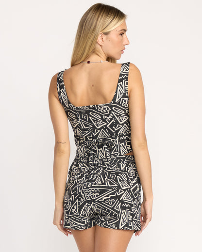 Feelin Free Woven Tank - Black White