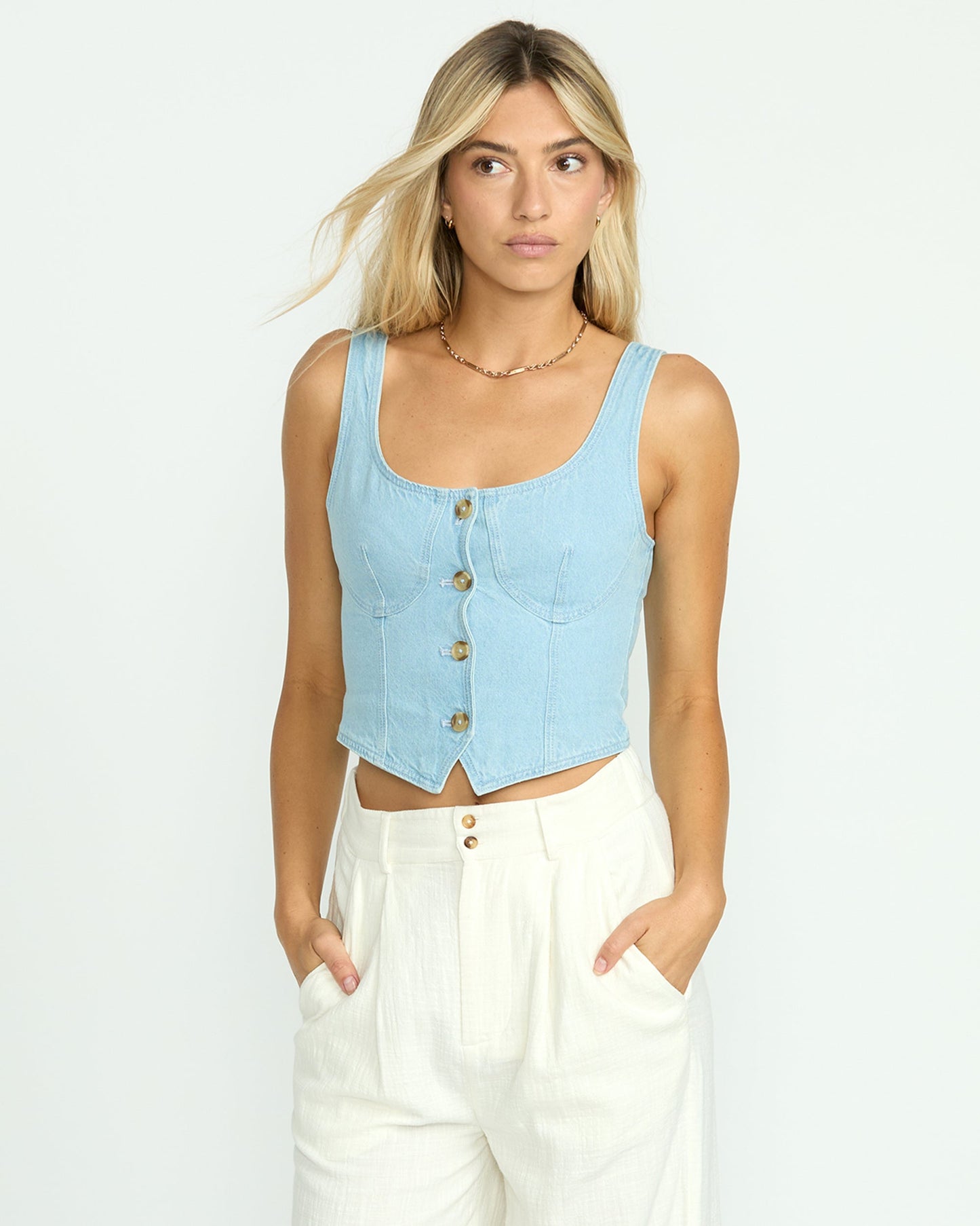 Sunwashed Sleeveless Top - Salt Blue