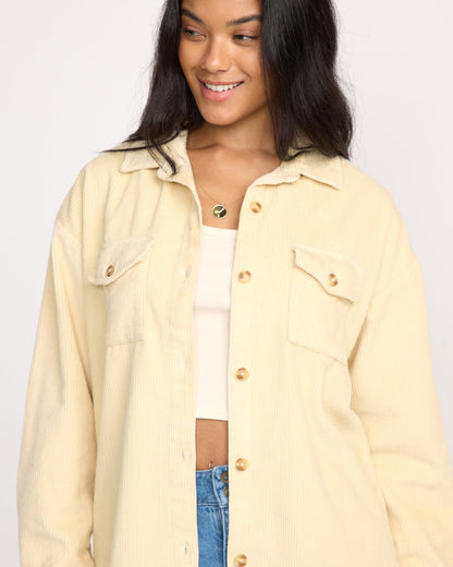 Fadeaway Long Sleeve Shacket - Whitecap