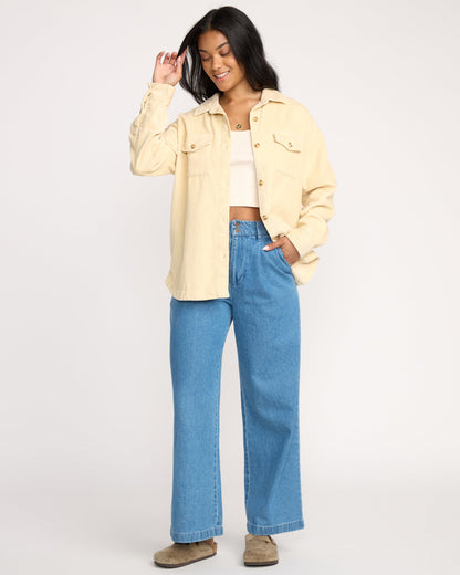 Fadeaway Long Sleeve Shacket - Whitecap