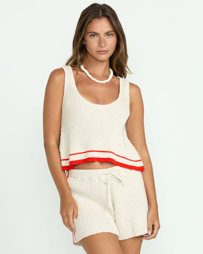 Summery Nights Ribbed Tank - Whitecap