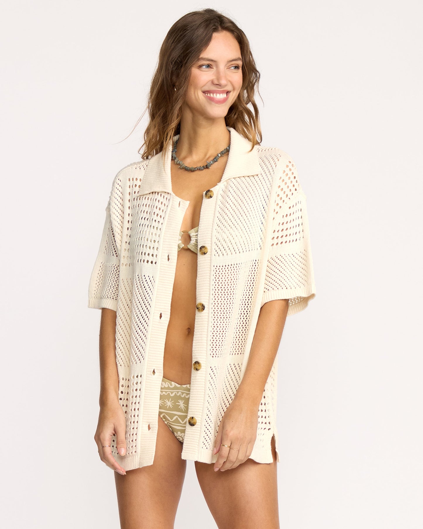 Cool Down Short Sleeve Sweater - Whitecap