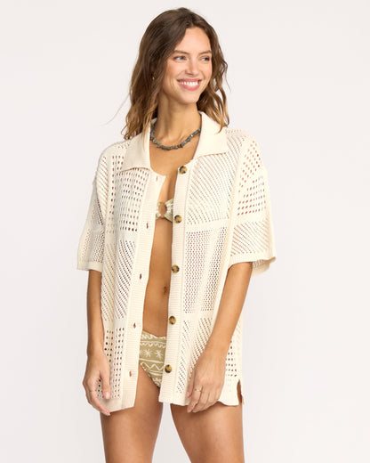 Cool Down Short Sleeve Sweater - Whitecap