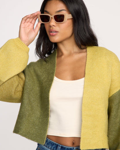 Block Out Cardigan - Green Tea