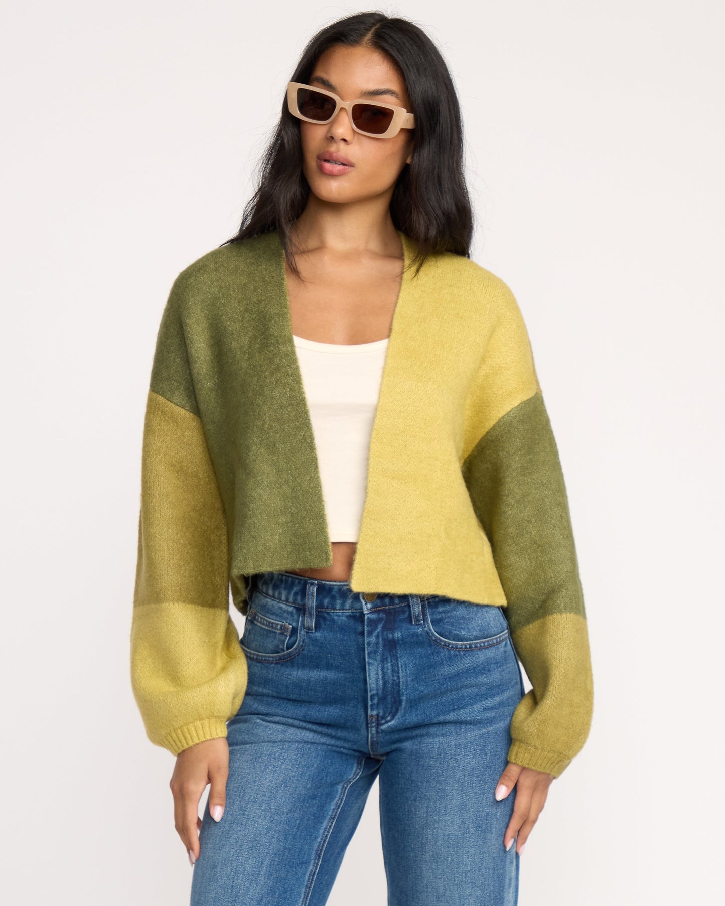 Block Out Cardigan - Green Tea