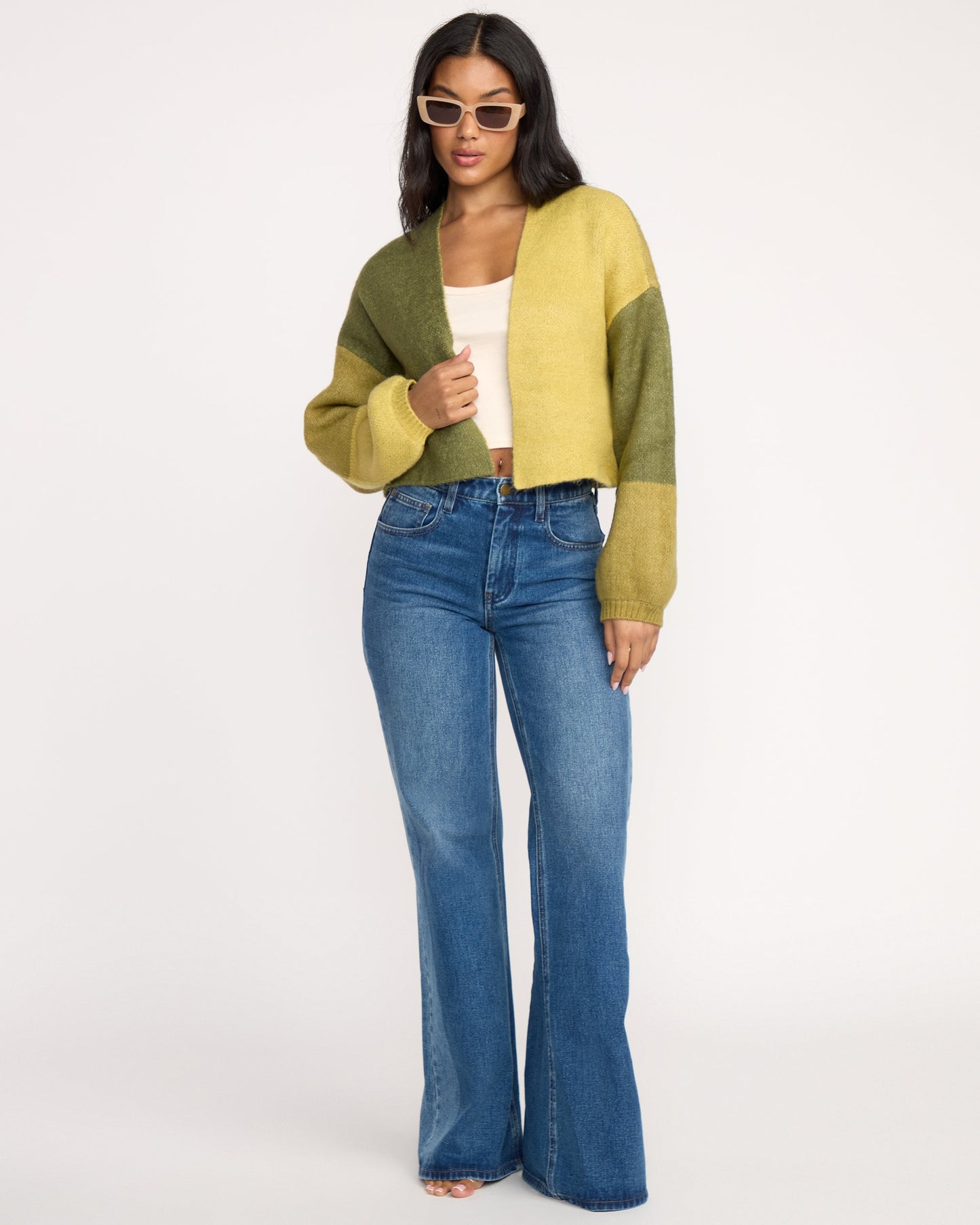 Block Out Cardigan - Green Tea