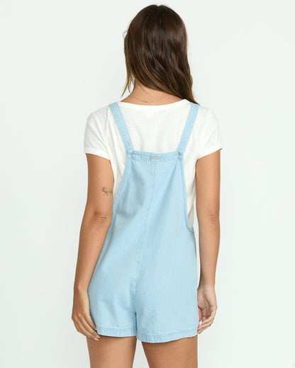 Beach Crush Denim Shortalls - Salt Blue