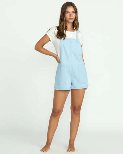 Beach Crush Denim Shortalls - Salt Blue
