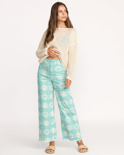 Free Fall Printed Twill Pants - Misty Blue