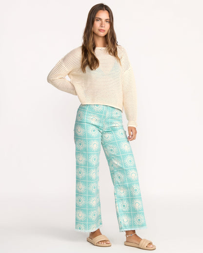 Free Fall Printed Twill Pants - Misty Blue