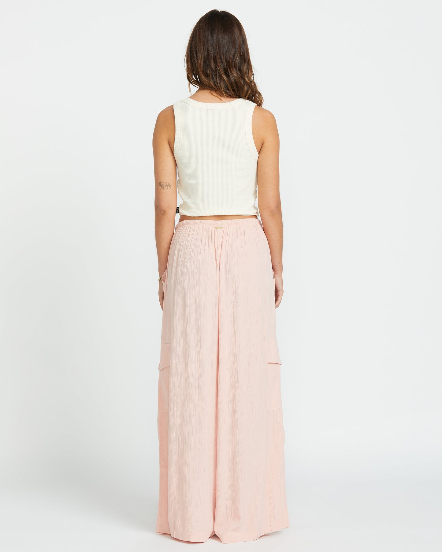 Beach Babe Cargo Elastic Waist Pants - Dusty Peach